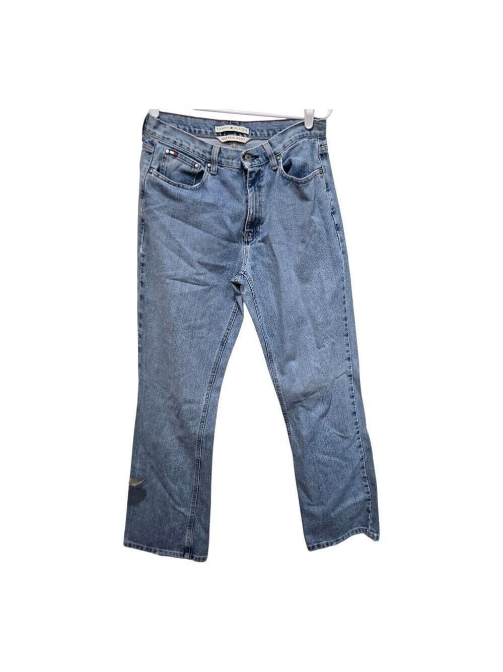 Tommy Hilfiger Bootcut Jeans Womens 8 Light Wash Raw Hem